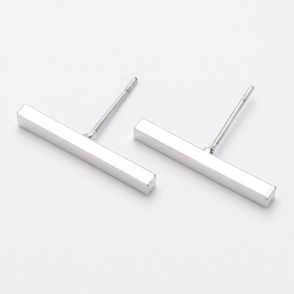 Single Bar Stud Earrings - Picture 2 of 3